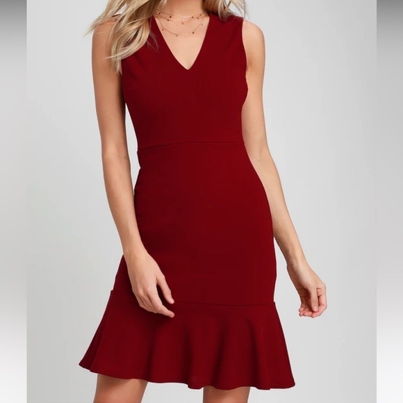 Lulus Sleeveless Dashing Dame Wine Red Sleeveless Flounce Dress size S - Picture 1 of 9